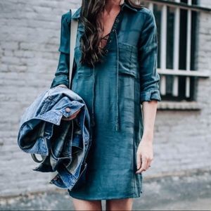 Cupcakes and cashmere flannel teal blue navy dress